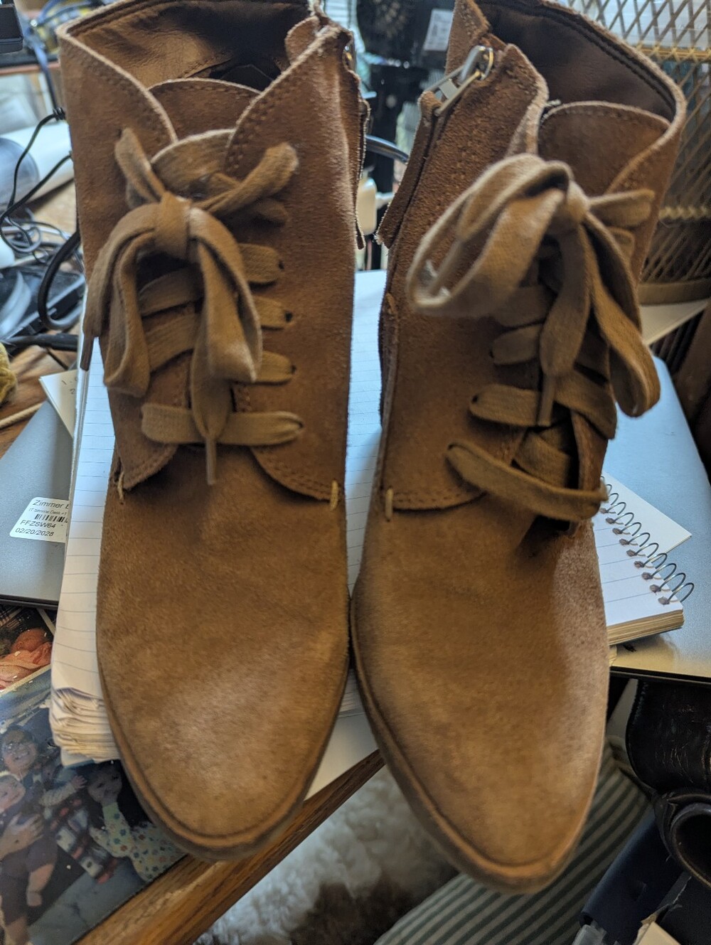 Exc Dolce Vita Brown Gen Suede Sidezip Heeled Booties Sz 8.5